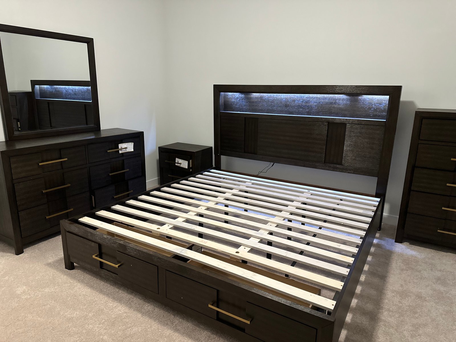 Living room designed around TV wall